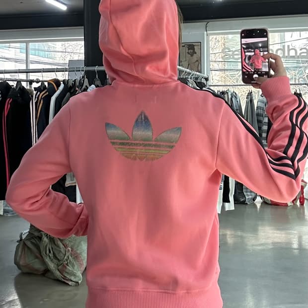 아디다스 후드플락 져지집업 코랄