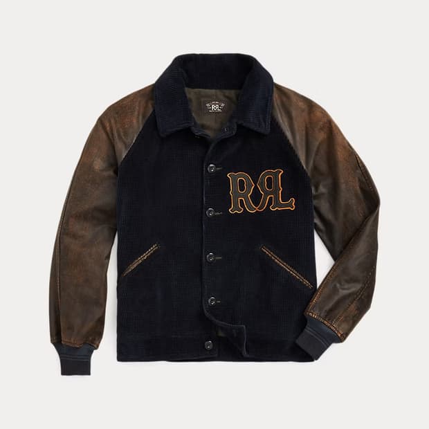 더블알엘(RRL) 아플리케 코듀로이 레더 슬리브 바시티 L사이즈