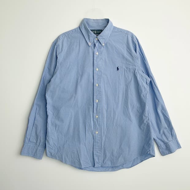 A2 폴로랄프로렌 블루 체크 코튼 셔츠 L사이즈
