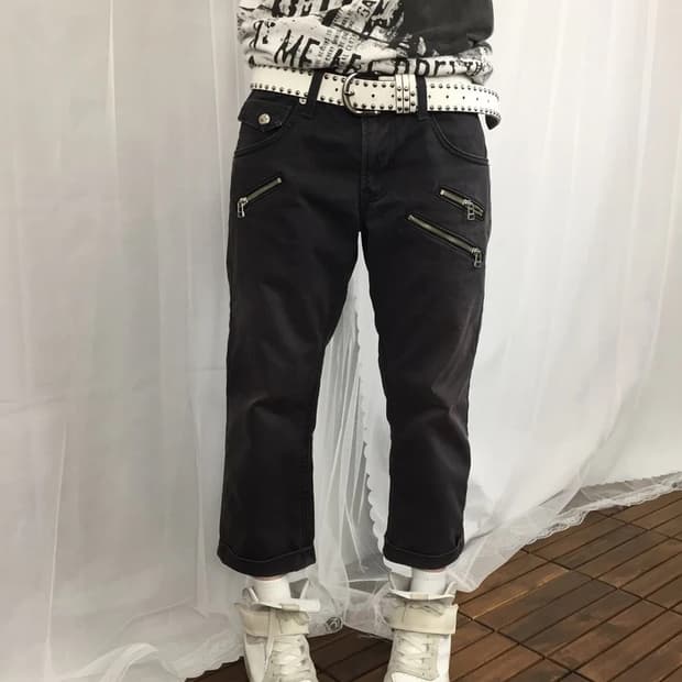 Lee Black Zip Detail Crop Pants