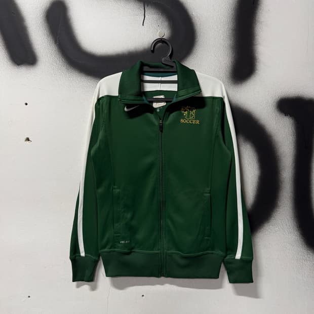 나이키 올드스쿨 자수 스우시 디테일 배색 싸커 집업 져지