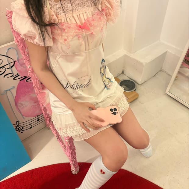 레이스 사틴 스커트