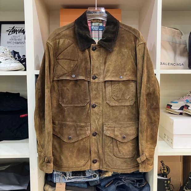 폴로 랄프로렌 스웨이드 송아지가죽 헌팅 자켓 L