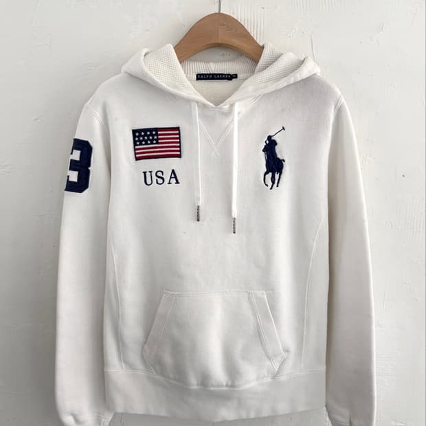 Polo 랄프로렌 우먼 화이트 빅포니 USA 후드티