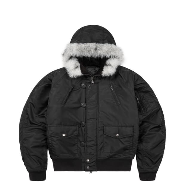 aakam 아캄 Hooded Fur MA-1 Jacket (Black)
