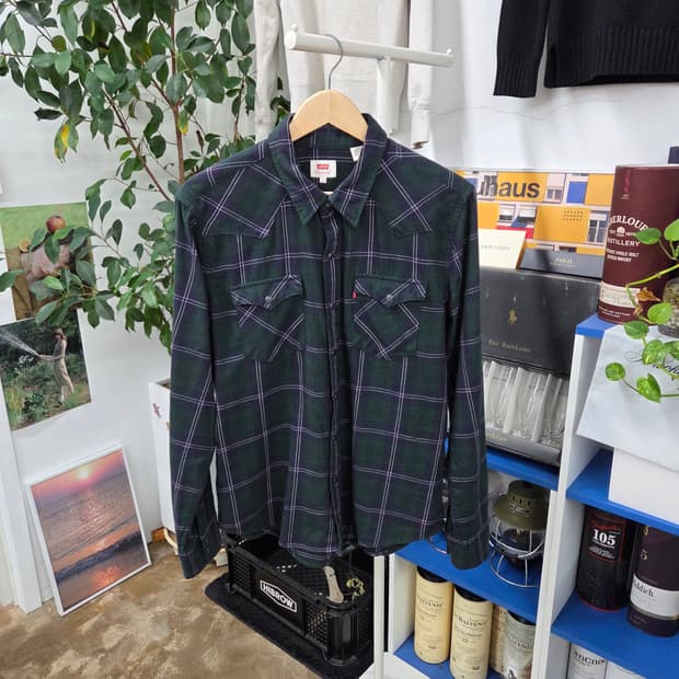 리바이스 멀티포켓 체크셔츠 L 