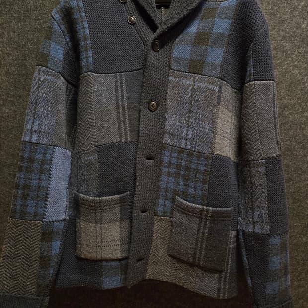 RRL 인디고 패치워크 울 린넨 숄 가디건