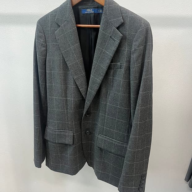 여) 폴로 그레이 체크자켓 