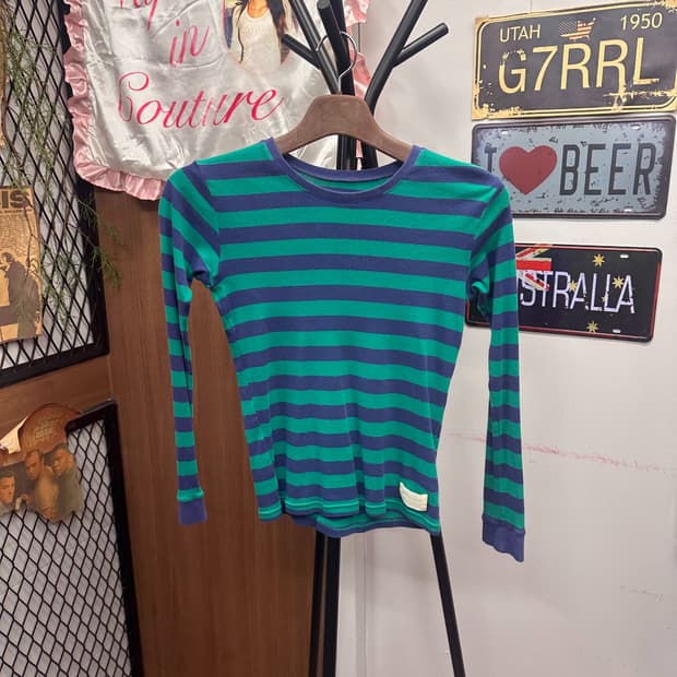 Green Navy Striped Long Sleeve