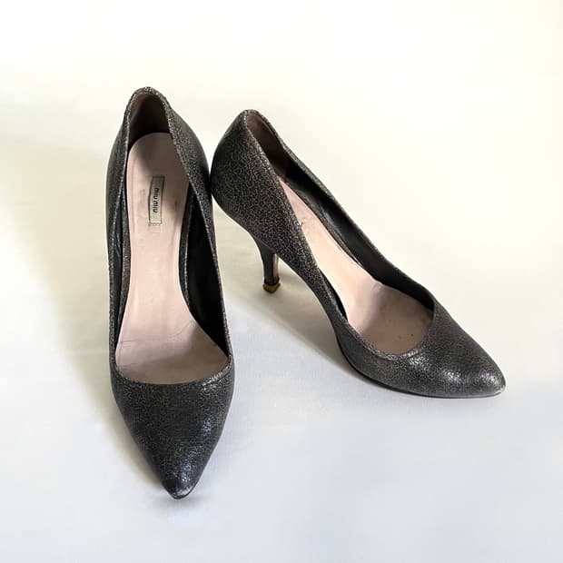 MiuMiu Cracked Leather heels
