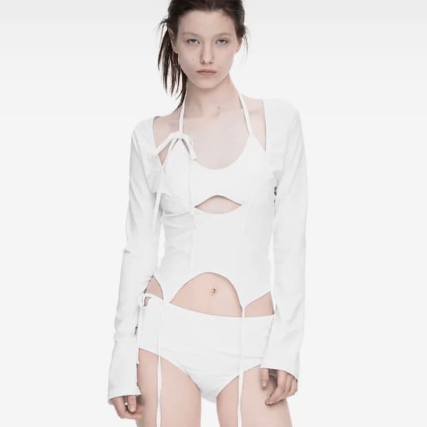 Nache 3-PIECE GARTER SWIM SUIT WHITE