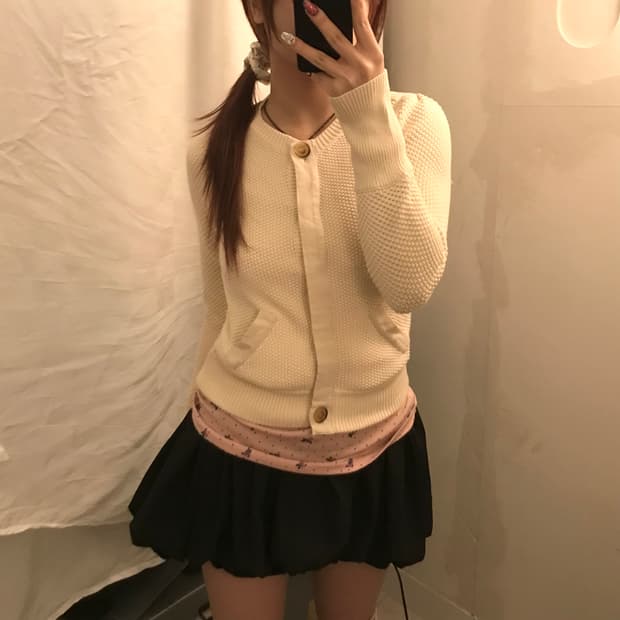 GAP 갭 모리걸 라떼갸루 아이보리 와플 니트 가디건