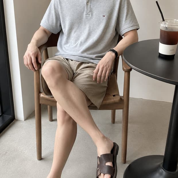 95~100 TOMMY 타미 반팔 카라티 그레이