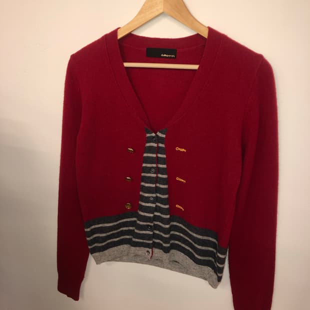 button stripe cardigan