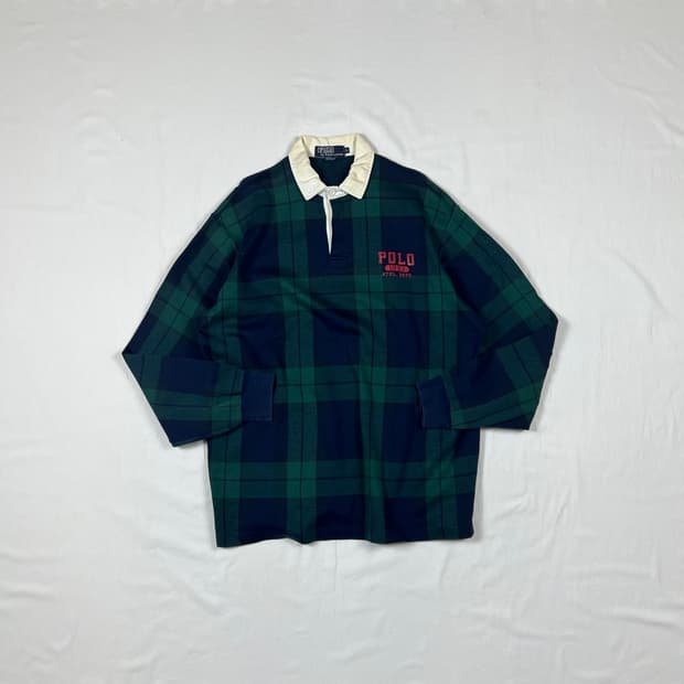 90‘s 폴로랄프로렌 1993 스펠아웃 타탄체크 피케셔츠