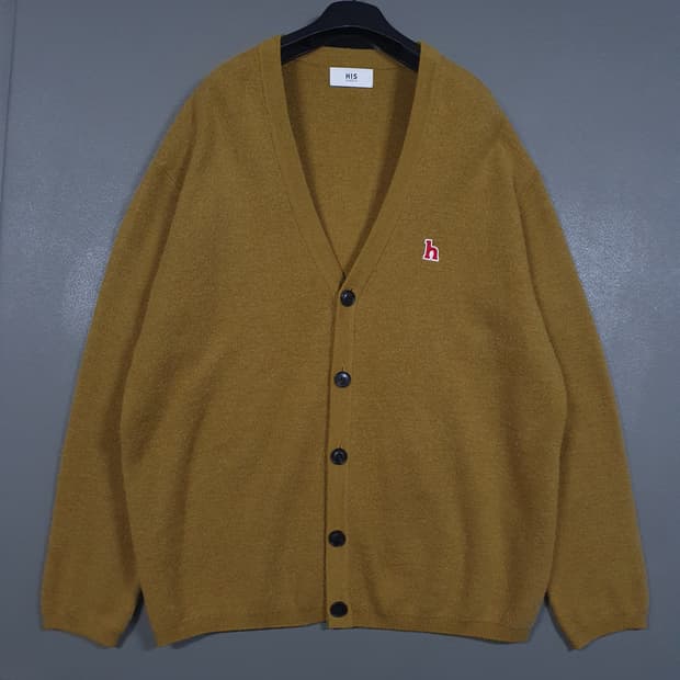 실측 XL) 헤지스 신형 21FW HIS 울 캐시미어 Y넥 니트 가디건