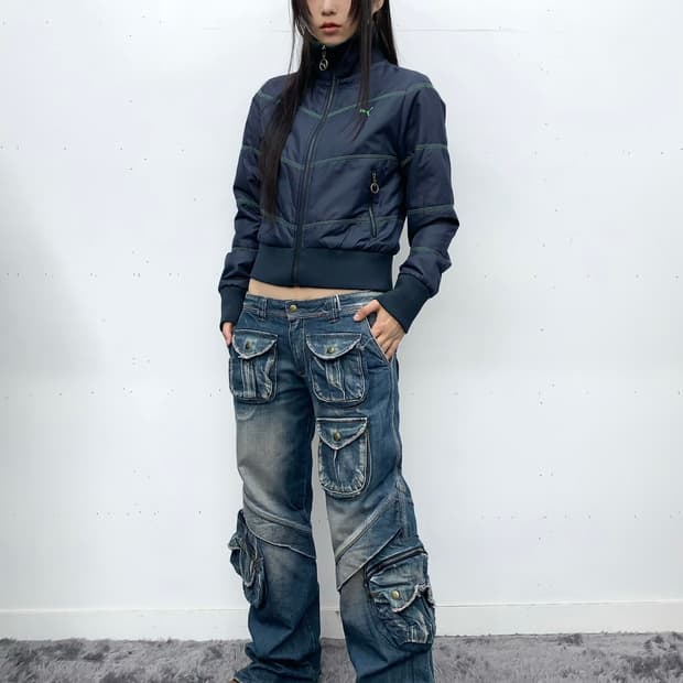 퓨마 00s y2k 그린 집업