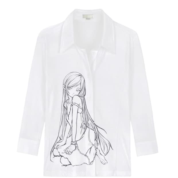 본네 쓰리쿼터 셔츠 화이트 bonnae 