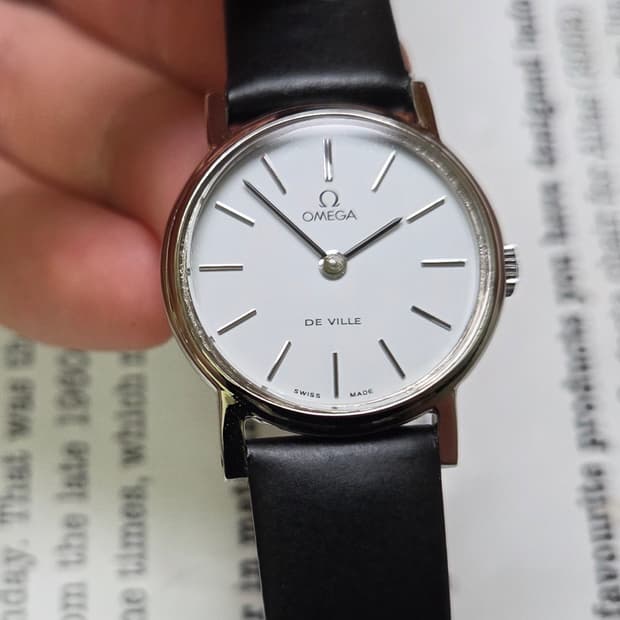 빈티지 오메가 드빌 화이트 수동 메커니컬 여성용 