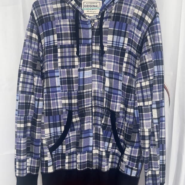 너드 체크 후드집업 