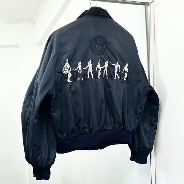 베르사체 진스 꾸뛰르 90s 헤라클레스 블루종 자켓