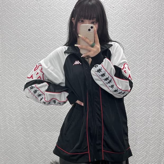 카파 올드스쿨 레트로 스트릿 힙합 사이드로고 져지 집업 L C09611