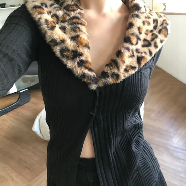 vintage pattern fur cardigan