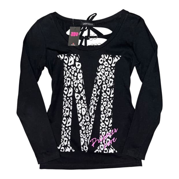 LAZY DAISY 레이지데이지 호피프린팅 백그런지링 긴팔티 갸루y2k