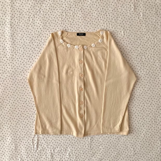 연노랑 플라워 가디건