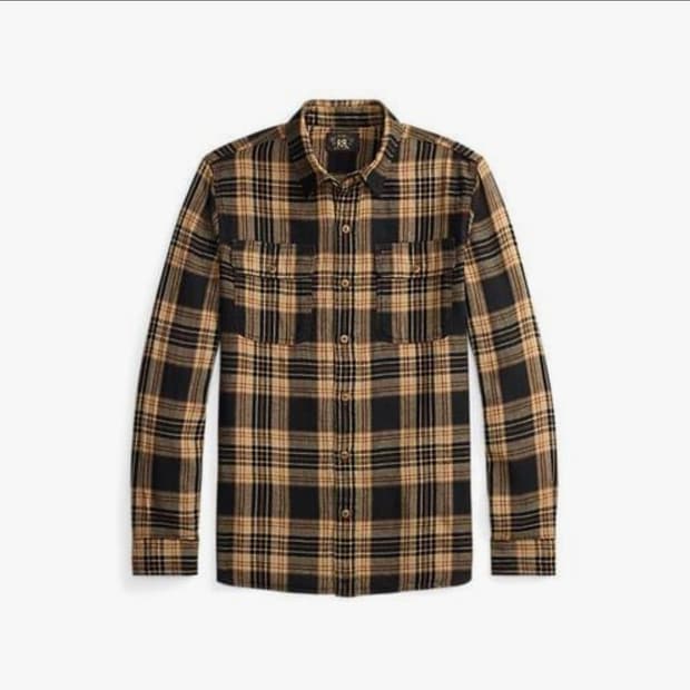 RRL 플래드 코튼 리넨 워크셔츠