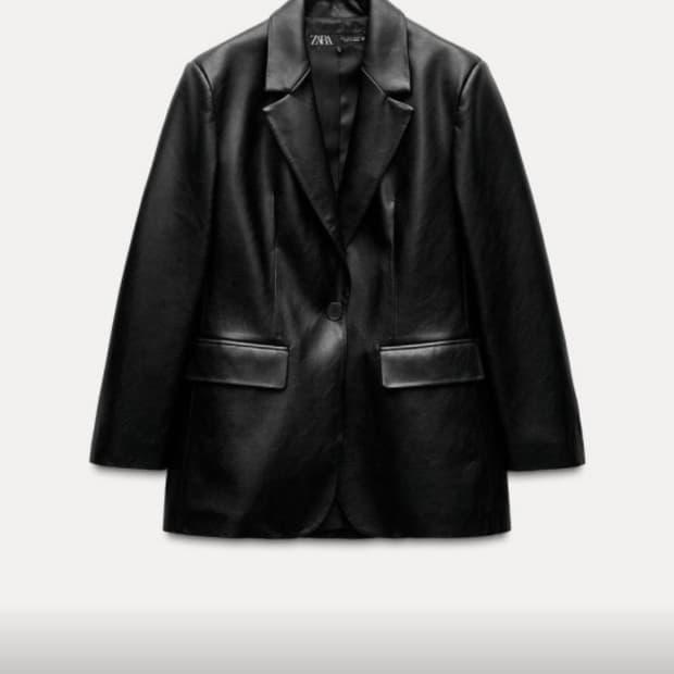 자라 레더 블레이저