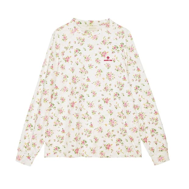 [6,8,10]슈슈통 26ss 플로럴 롱 슬리브리스 탑/화이트