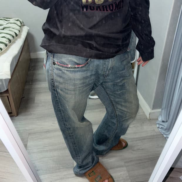 vintage denim washing pants