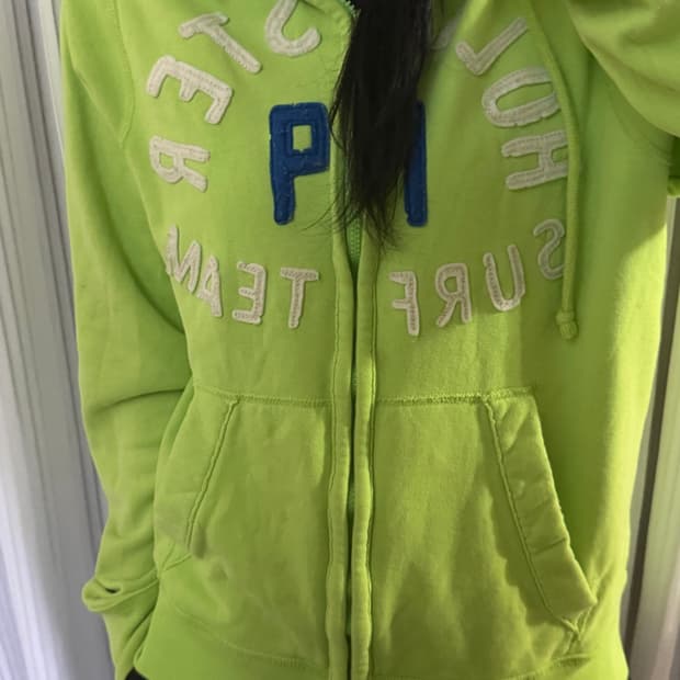 홀리스터 라임색 후드집업 L