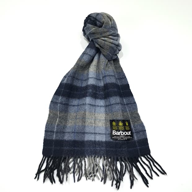 MX500 바버 90s 스코틀랜드판 램스울 타탄체크 네이비 머플러 목도