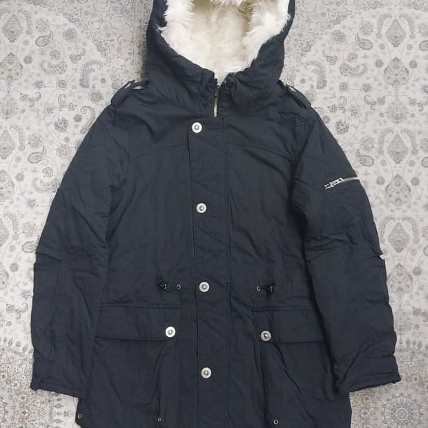 아디다스 올드스쿨  후드 퍼 안감 패딩 90