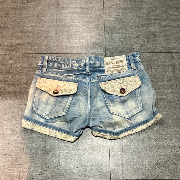 일본빈티지 Garment 핀터깔y2k 히메갸루펑크 페어리플라워 데님반바지