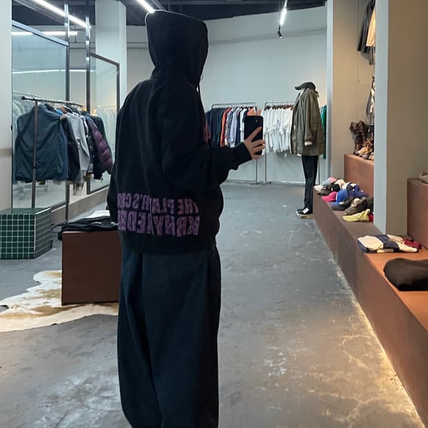 빈티지 퍼플로고 블랙 후드집업 H1739