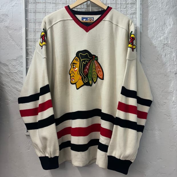 NHL X 스타터 시카고 블랙 호크스 니트 져지 L