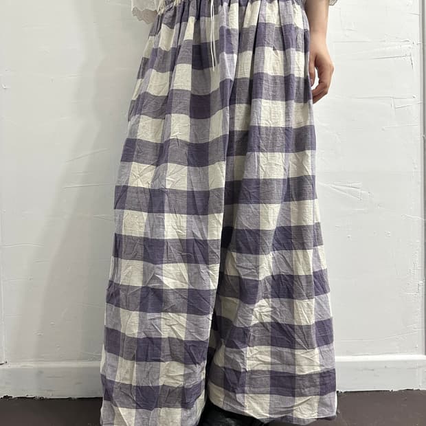 purple check pants