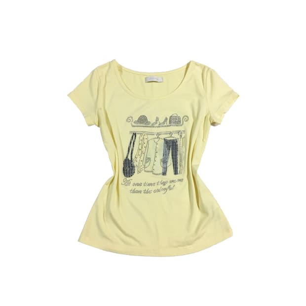 세실맥비 레몬 비즈 반팔티셔츠