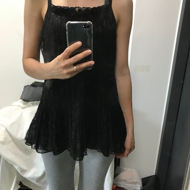 빈티지 코사지패치 레이어드 나시