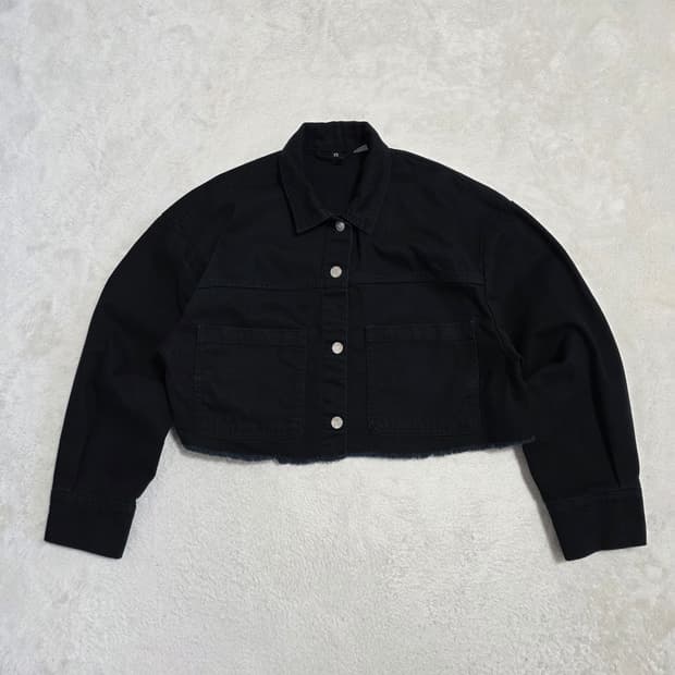 (M)여성 H&M 블랙 크롭 데님 자켓