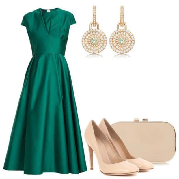 ROCHAS 로샤스 그린 새틴 드레스 42사이즈