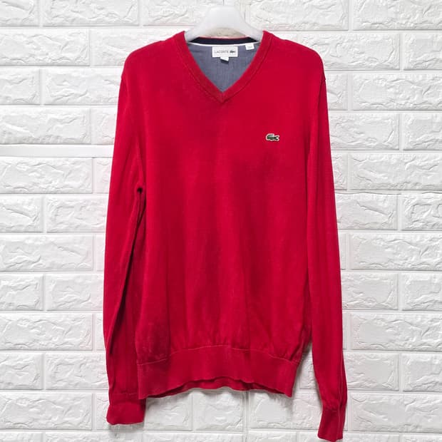 택포// 라코스테 빨간색 브이넥 니트 US M