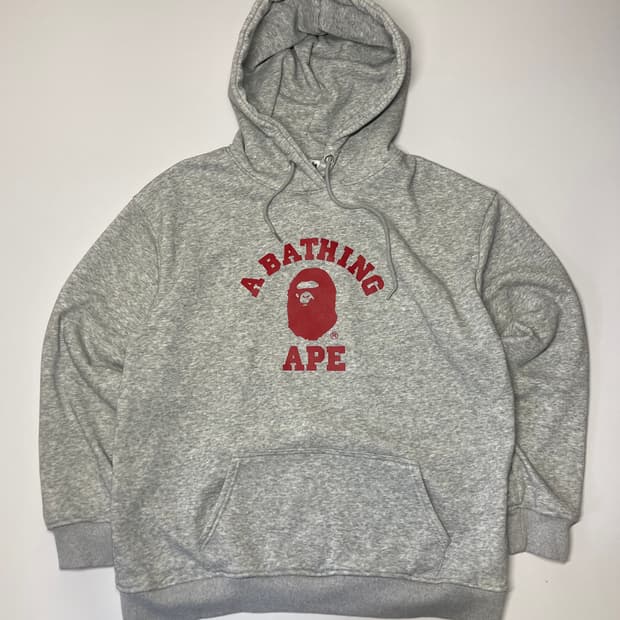 베이프 빅로고 후드티 그레이 XL