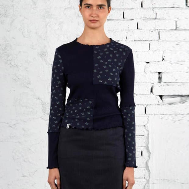 뮤제드(MUSED) 패치웍 저지탑 55-66 새상품