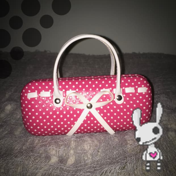 Vintage Pink Dot Glasses Case