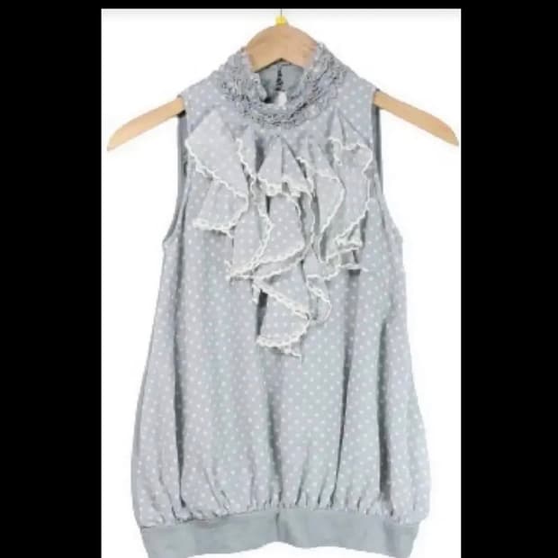 엑시즈팜 민소매 프릴 나시 도트 민소매 axes femme 일본빈티지