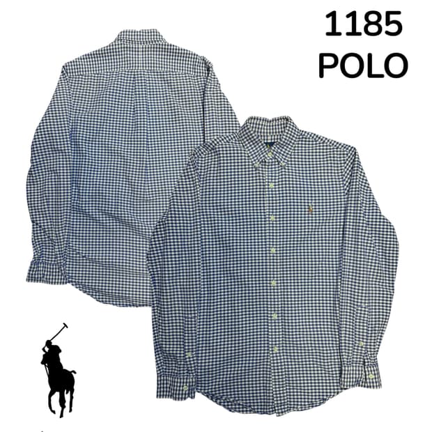 폴로 블루 신형 체크 셔츠 S